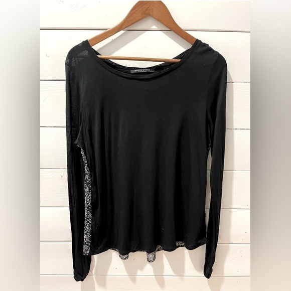 Lightweight black Scotch & Soda top with a flowing floral back, size M - Picture 1 of 10